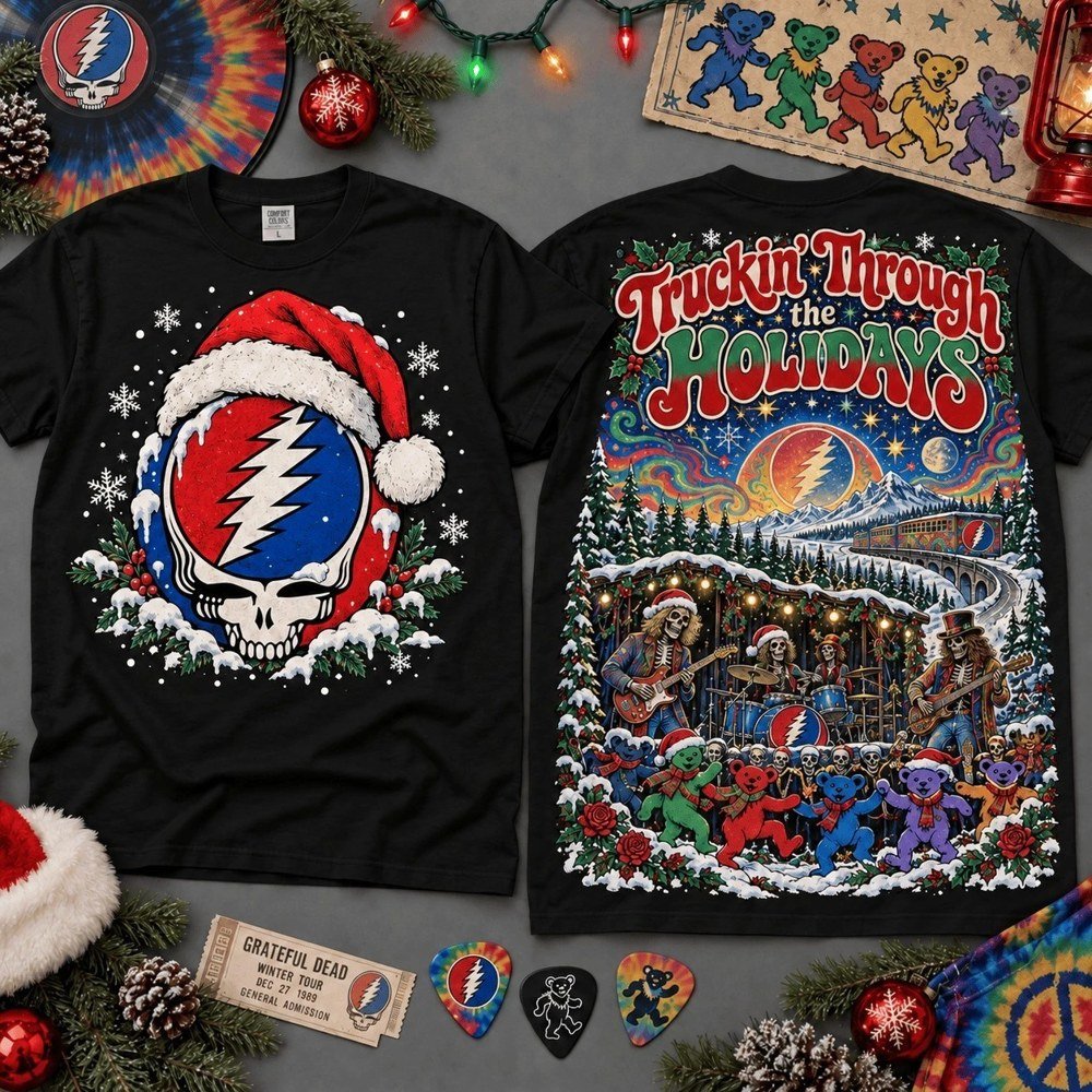 Grateful Dead Truckin Merch Through The Holidays Skull Shirt Grateful Dead Outfit Xmas Best Gifts