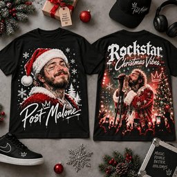 Post Malone Merch Rockstar Xmas Vibes Shirt Post Malone Outfit Gifts For Hip Hop Fans