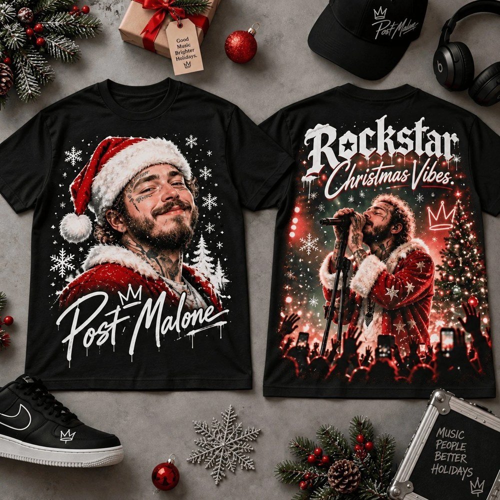 Post Malone Merch Rockstar Xmas Vibes Shirt Post Malone Outfit Gifts For Hip Hop Fans