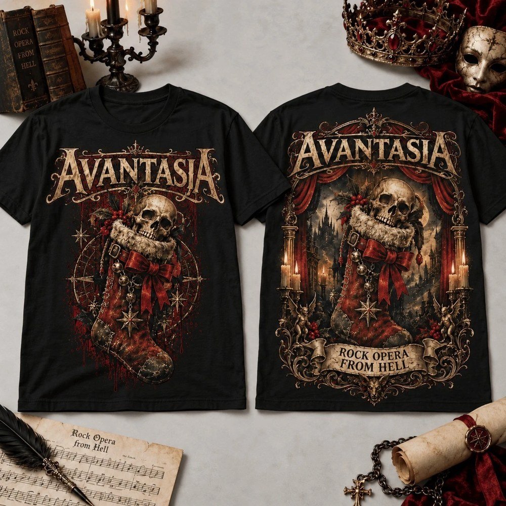 Avantasia Merch Gothic Christmas Skull Rock Opera Shirt Avantasia Outfit Gifts For Rock Music Lovers