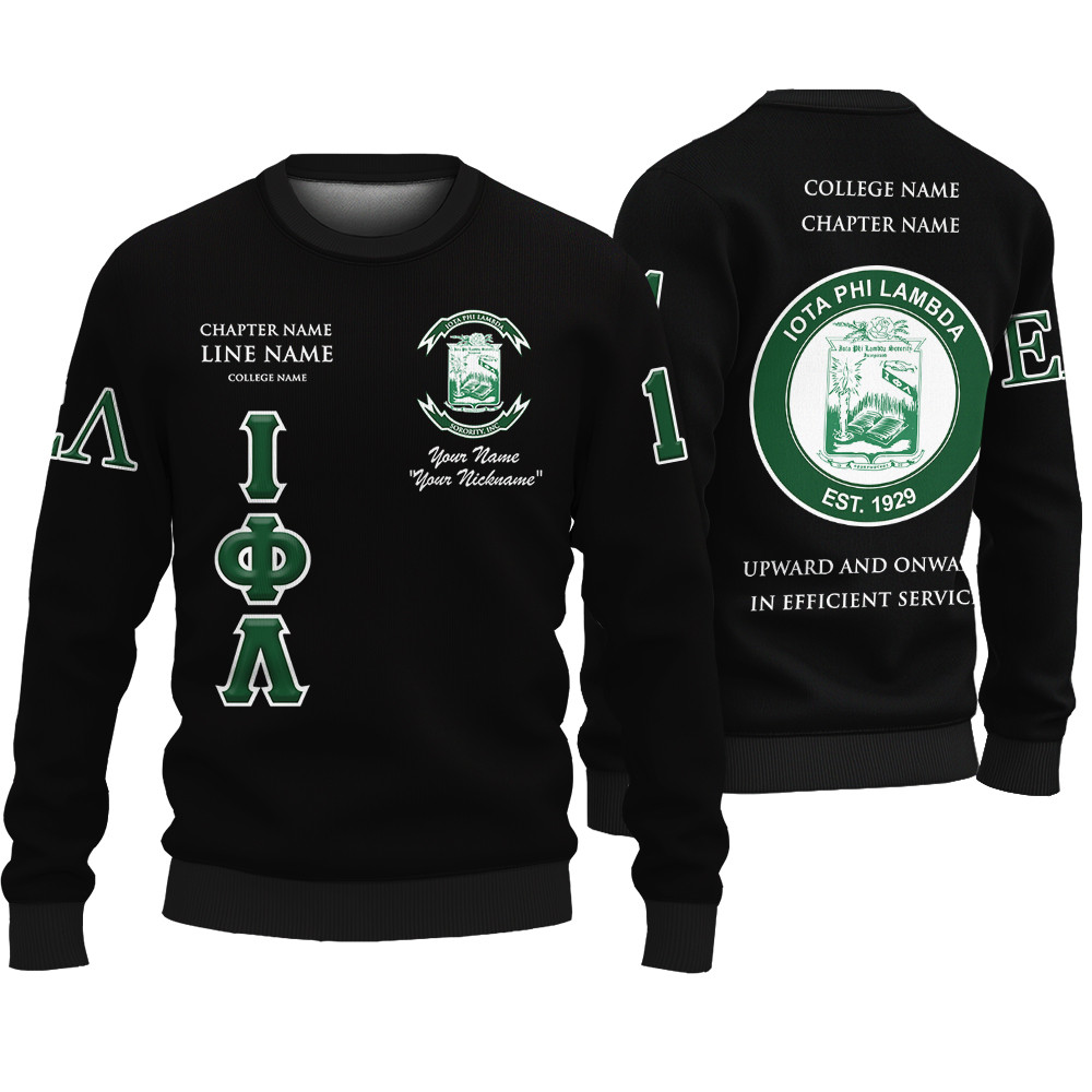 Personalized Iota Phi Lambda Sorority Black Special Edition Knitted Sweatshirt L02