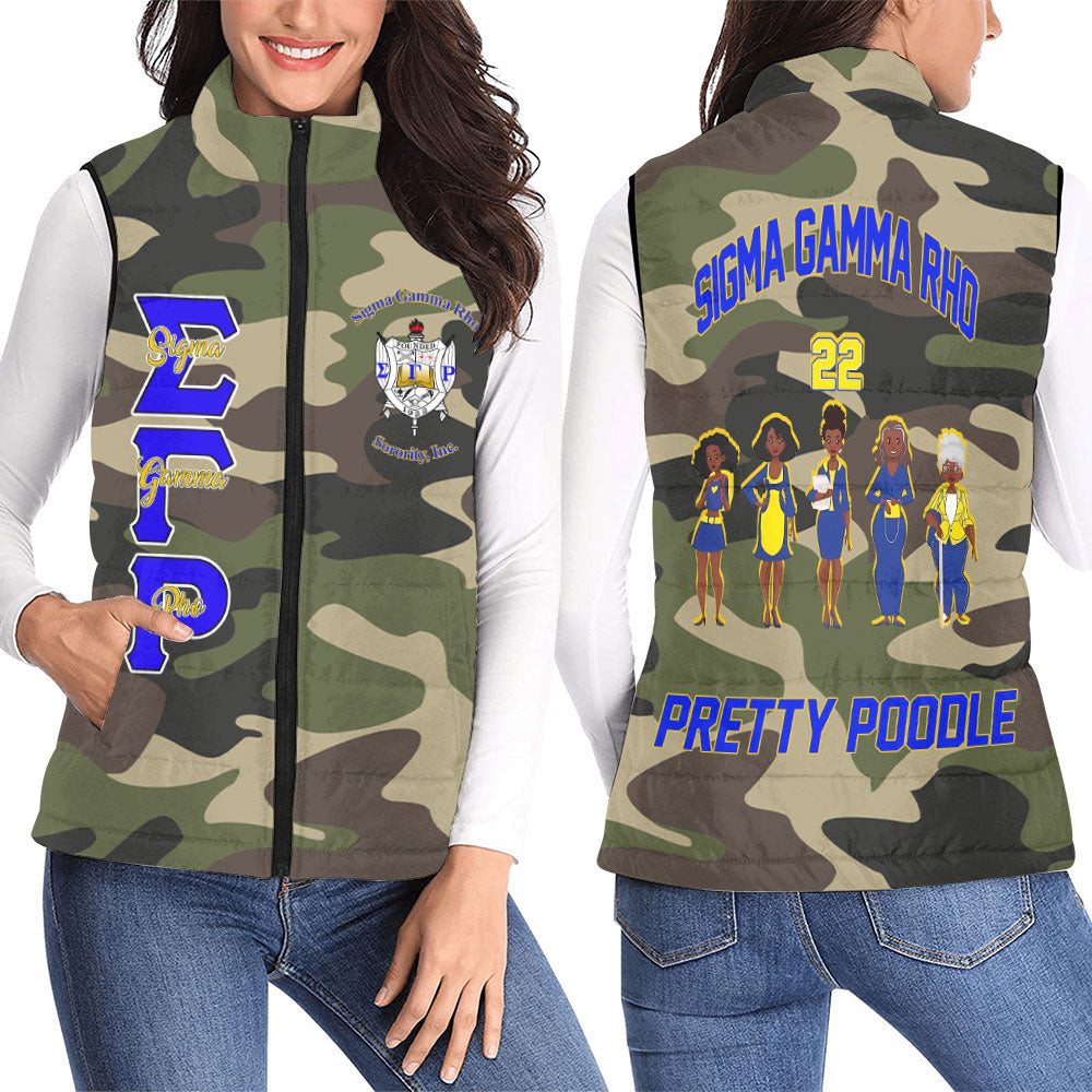 Sigma Razor Vest Personalized Sigma Gamma Rhos Camouflage SGRHO For Life Puffer Vest ...