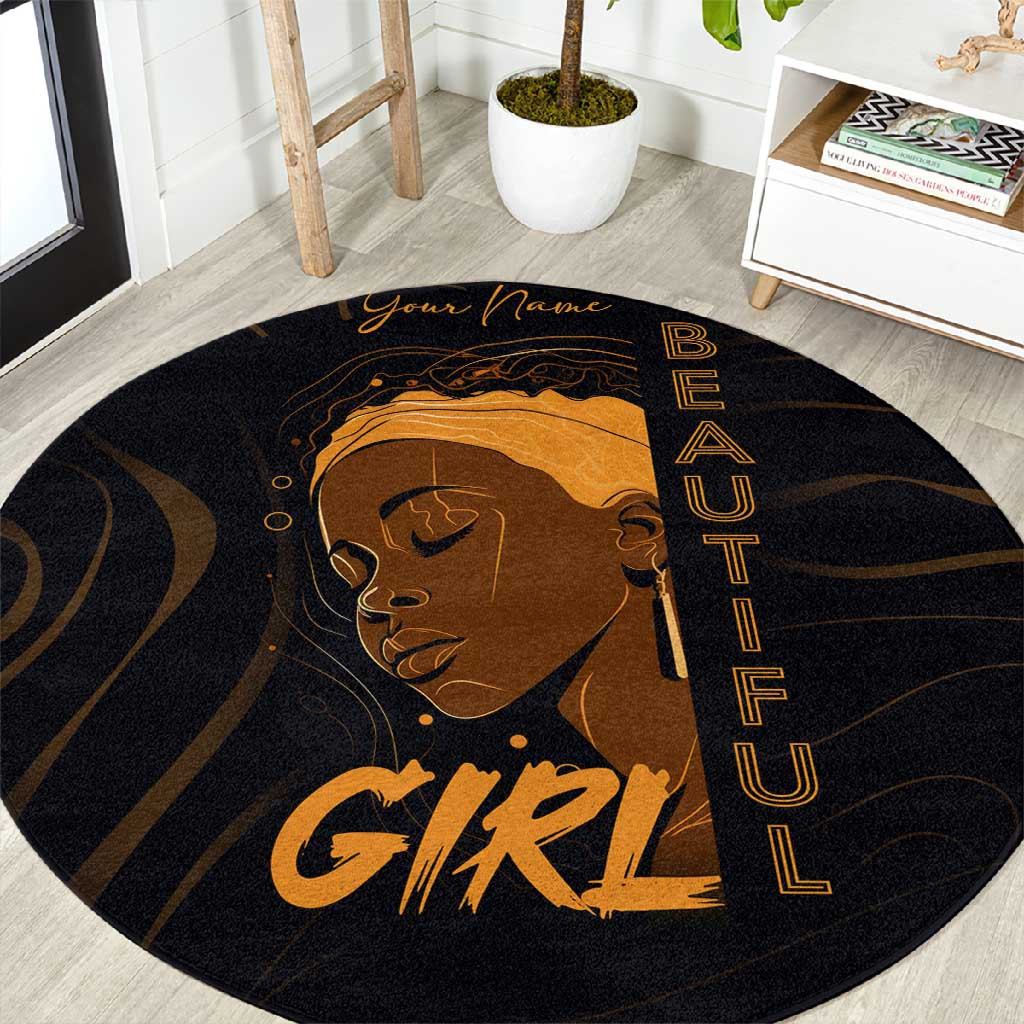Personalized Beautiful Black Girl Women of Africa Design Round Rug ...