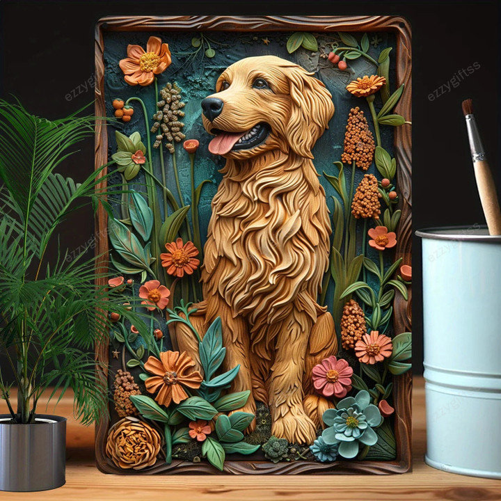 Golden Retriever Aluminum Metal Sign