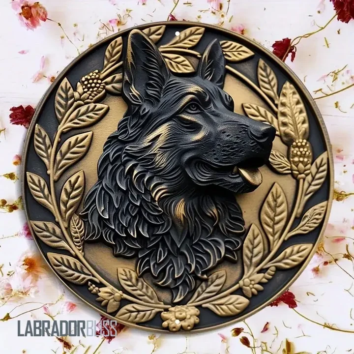 German Shepherd Aluminum Metal Sign, Waterproof Wall Art for Dog Lovers, Laser Cut, Round Door Hanger, HD Printing, Home Decor Gift For German Shepherd Lovers