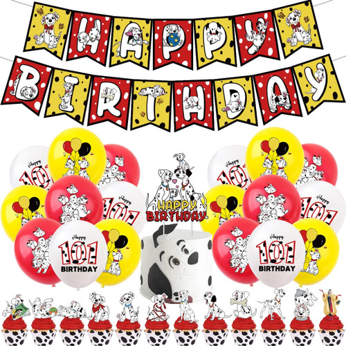 Dalmatians Dog Lovers Birthday Party Balloon Decoration Set Kids Birthday Party Supplies Banners Flag Pulling Cake Flag Planting Gifts