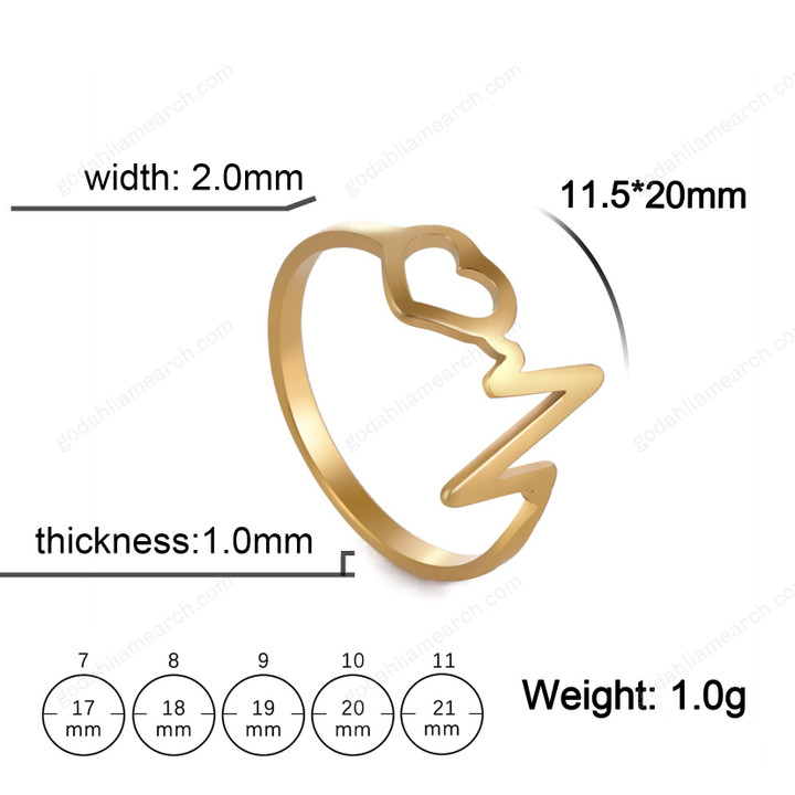 Fashion Heart Beat Rings Women Doctor Nurse Finger Rings Jewelry