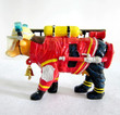 Handmade Painted Cow Firefighter Creative Resin Crafts Tourism Souvenir Gifts Collection Home Decoration