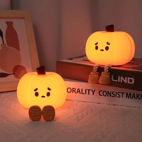 Pumpkin Halloween Night Lights Cute Soft Silicone Safe Lamp Decorations.