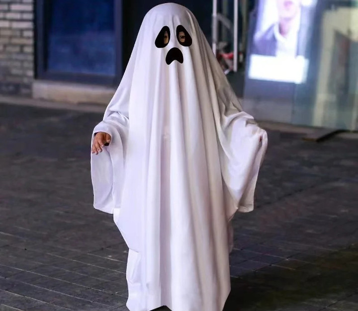 Cute Kids Halloween Horror Cloak Cape Anime No Face Cosplay Costumes Ghost White Tassels Cloak Unisex Halloween Costume Full Set