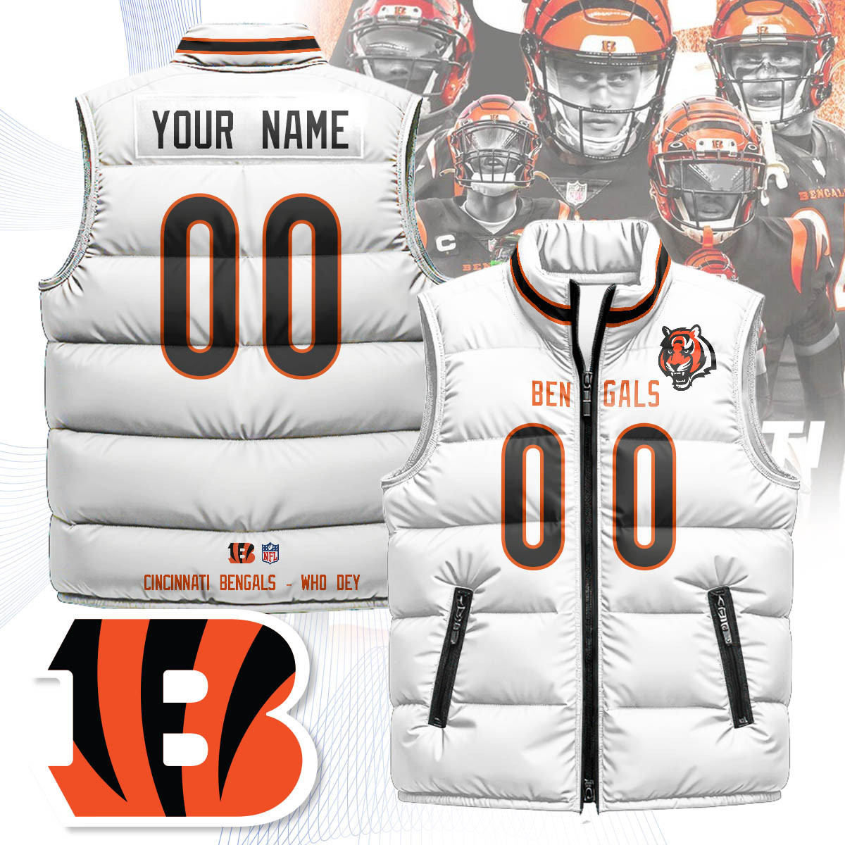 Custom Cincinnati Bengals Unisex Puffer Vest