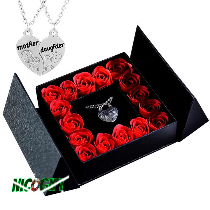 Valentine's Day Gifts for Women Jewelry Pendant Necklace Eternal Rose Gift Box