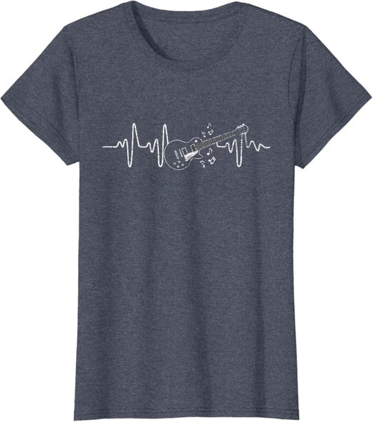 Geschenkidee Für Gitarristen - Herzschlag Gitarre T-Shirt