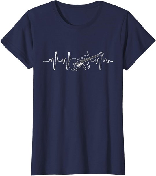 Geschenkidee Für Gitarristen - Herzschlag Gitarre T-Shirt
