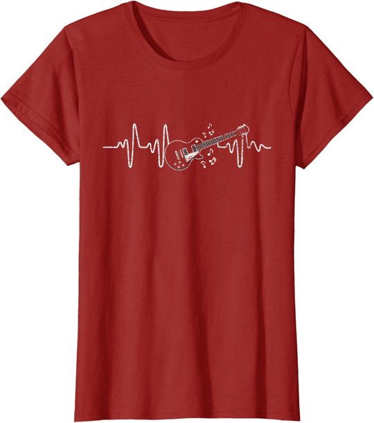 Geschenkidee Für Gitarristen - Herzschlag Gitarre T-Shirt