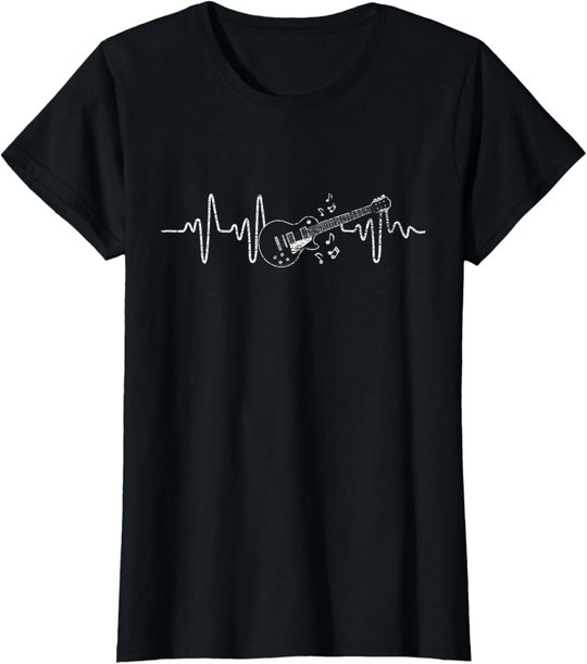 Geschenkidee Für Gitarristen - Herzschlag Gitarre T-Shirt