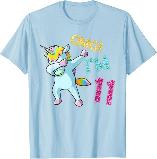 11th Birthday Dab Unicorn T-Shirt Omg 11 Years Old Gift