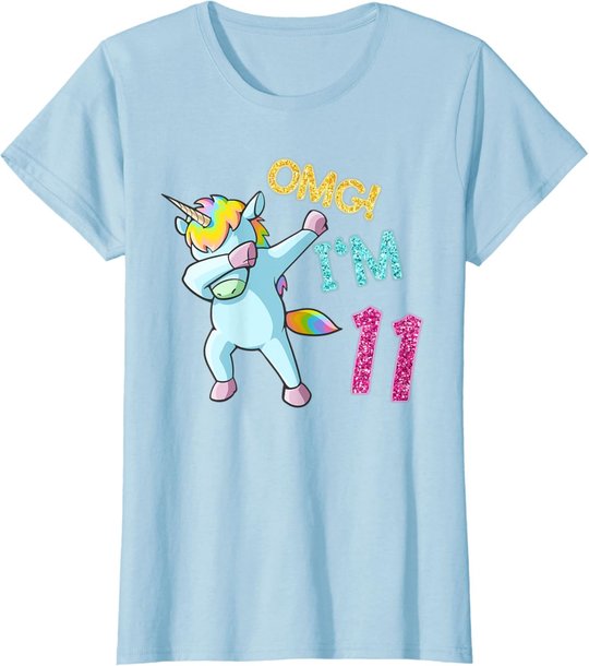 11th Birthday Dab Unicorn T-Shirt Omg 11 Years Old Gift