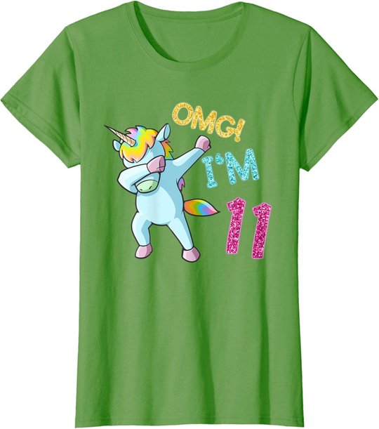 11th Birthday Dab Unicorn T-Shirt Omg 11 Years Old Gift