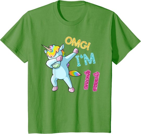 11th Birthday Dab Unicorn T-Shirt Omg 11 Years Old Gift