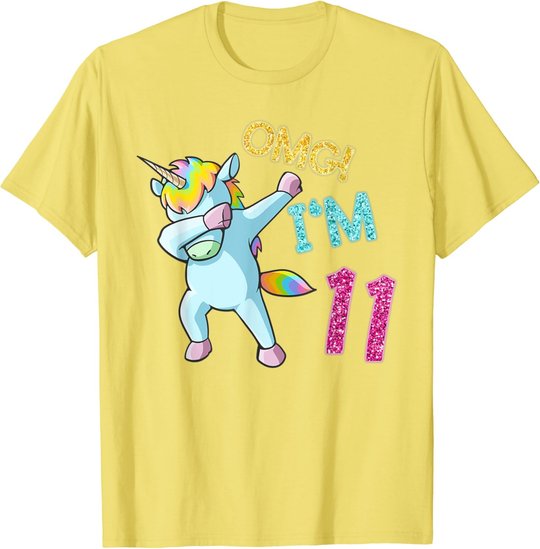 11th Birthday Dab Unicorn T-Shirt Omg 11 Years Old Gift