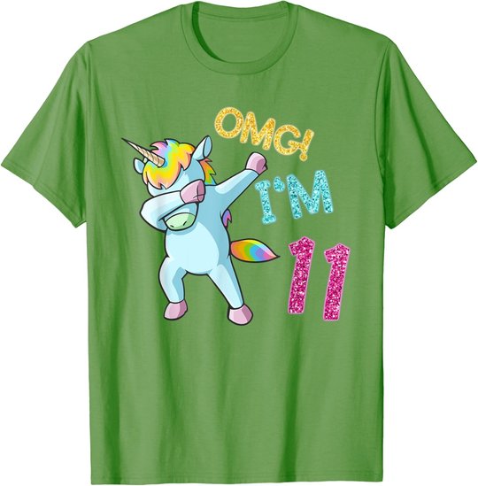 11th Birthday Dab Unicorn T-Shirt Omg 11 Years Old Gift