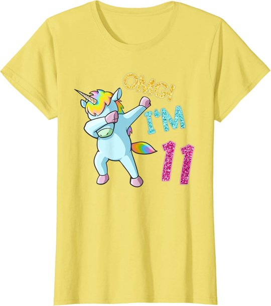 11th Birthday Dab Unicorn T-Shirt Omg 11 Years Old Gift