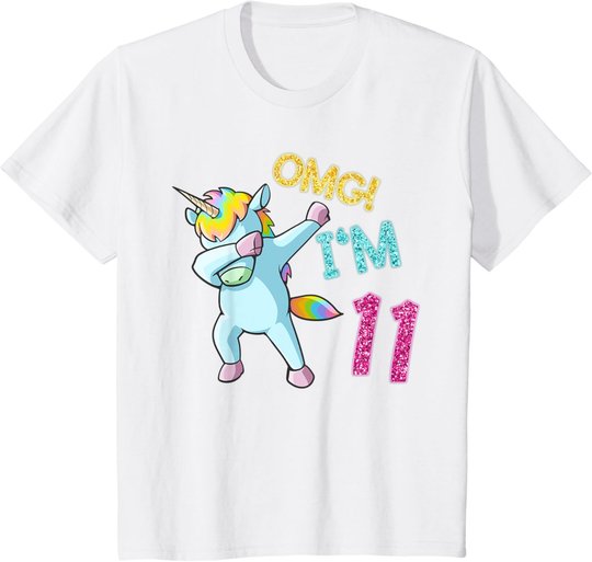 11th Birthday Dab Unicorn T-Shirt Omg 11 Years Old Gift