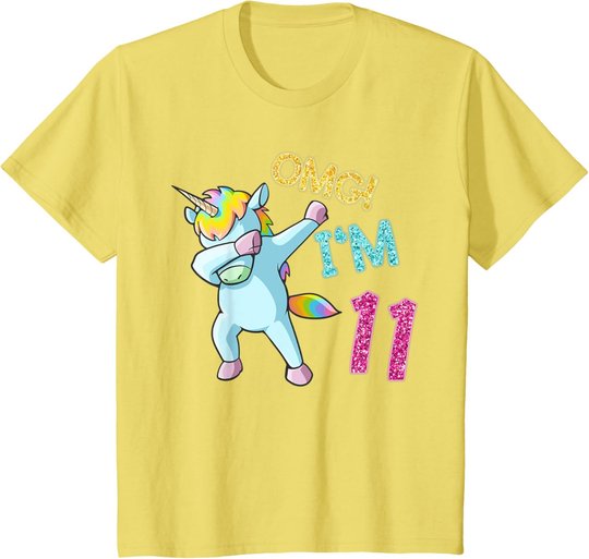 11th Birthday Dab Unicorn T-Shirt Omg 11 Years Old Gift