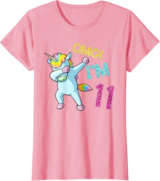11th Birthday Dab Unicorn T-Shirt Omg 11 Years Old Gift