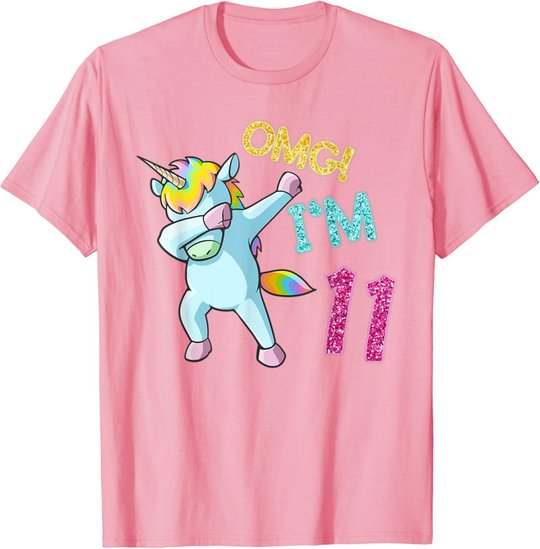 11th Birthday Dab Unicorn T-Shirt Omg 11 Years Old Gift