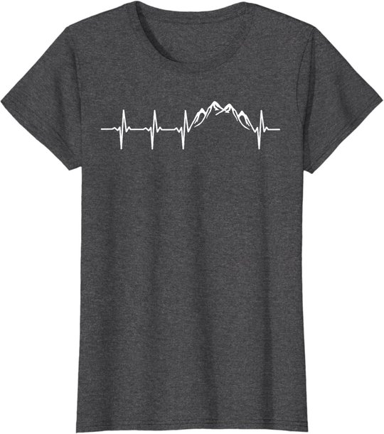 Berge Gebirge Herzschlag Heartbeat Geschenk Für Wanderer T-Shirt