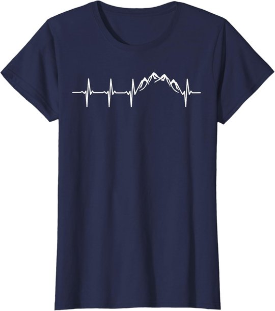 Berge Gebirge Herzschlag Heartbeat Geschenk Für Wanderer T-Shirt