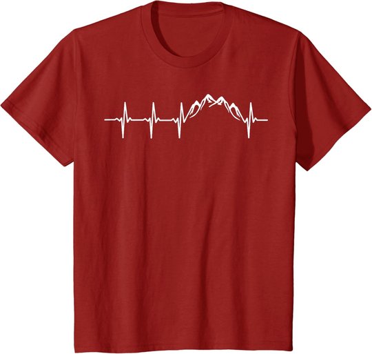 Berge Gebirge Herzschlag Heartbeat Geschenk Für Wanderer T-Shirt