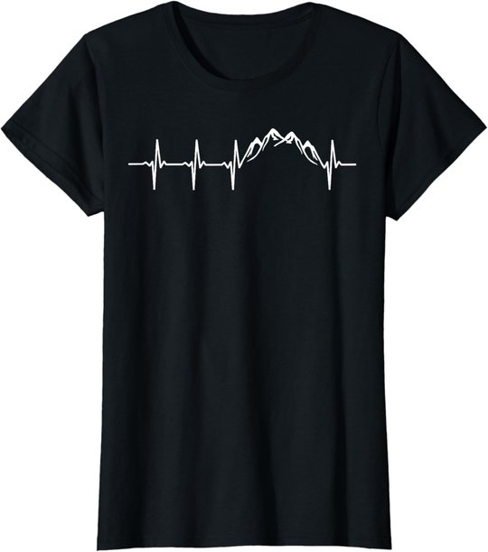 Berge Gebirge Herzschlag Heartbeat Geschenk Für Wanderer T-Shirt