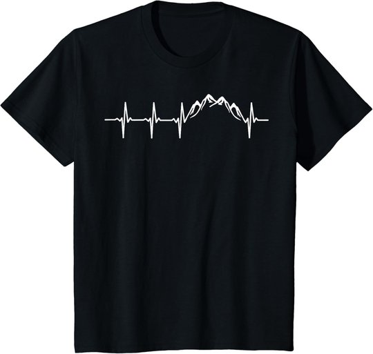 Berge Gebirge Herzschlag Heartbeat Geschenk Für Wanderer T-Shirt