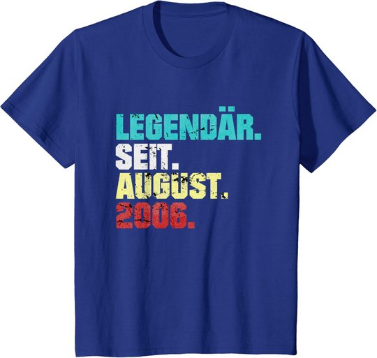 15. Geburtstag Geschenk August 2006 Teenager Jungen Mädchen T-Shirt