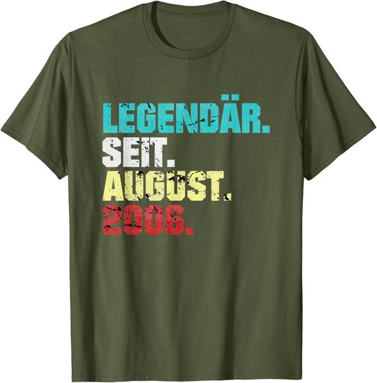 15. Geburtstag Geschenk August 2006 Teenager Jungen Mädchen T-Shirt