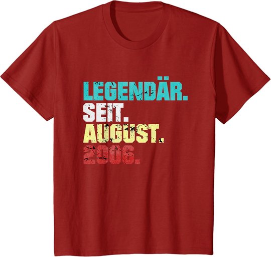 15. Geburtstag Geschenk August 2006 Teenager Jungen Mädchen T-Shirt