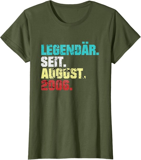 15. Geburtstag Geschenk August 2006 Teenager Jungen Mädchen T-Shirt