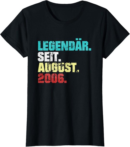 15. Geburtstag Geschenk August 2006 Teenager Jungen Mädchen T-Shirt