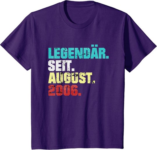 15. Geburtstag Geschenk August 2006 Teenager Jungen Mädchen T-Shirt