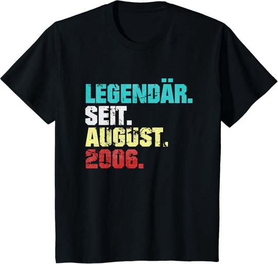 15. Geburtstag Geschenk August 2006 Teenager Jungen Mädchen T-Shirt