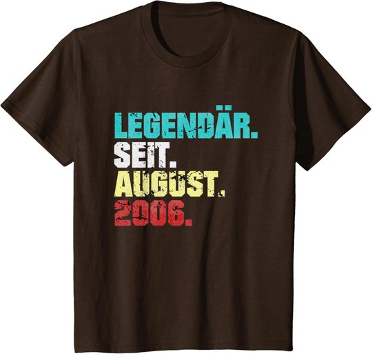 15. Geburtstag Geschenk August 2006 Teenager Jungen Mädchen T-Shirt