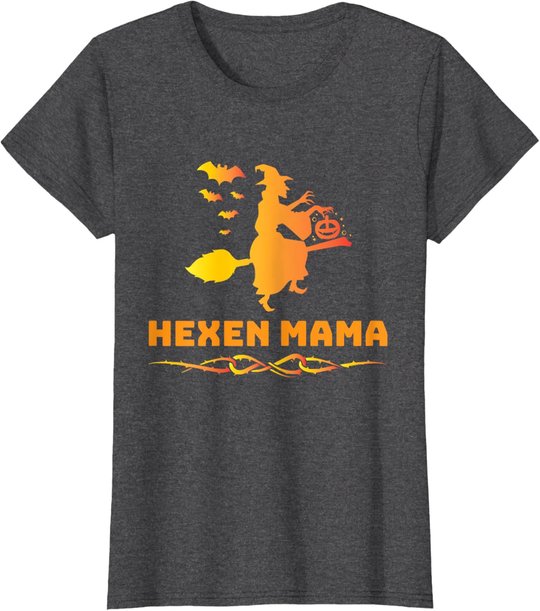 Halloween Hexen Mama Hexe Auf Besen Hexenkostüm T-Shirt