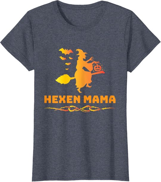 Halloween Hexen Mama Hexe Auf Besen Hexenkostüm T-Shirt