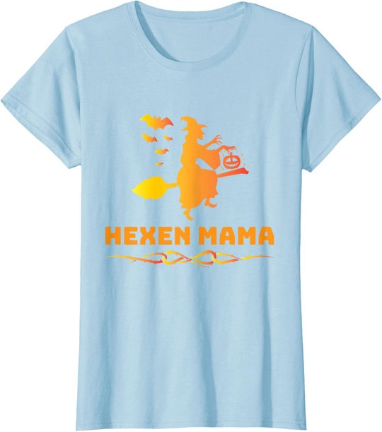 Halloween Hexen Mama Hexe Auf Besen Hexenkostüm T-Shirt
