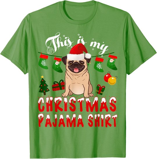 This Is My Christmas Pajama Shirt Pug Gift Kid X-Mas T-Shirt