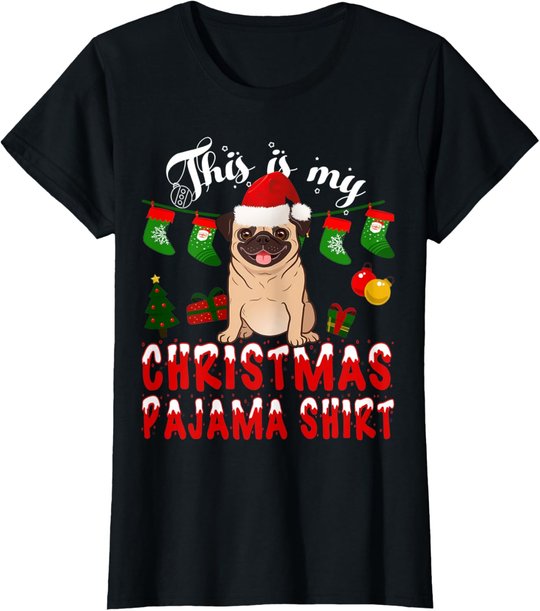 This Is My Christmas Pajama Shirt Pug Gift Kid X-Mas T-Shirt