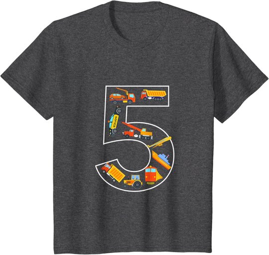 Kinder Kinder Geburtstag 5 Jahre Fahrzeuge Jungen 5. Geburtstag T-Shirt